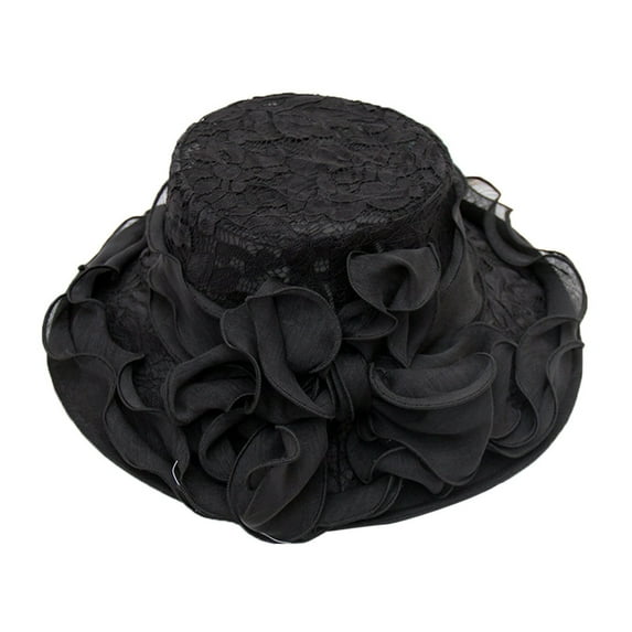 RYKJLWY Tea Party Hats for Women Fancy Ladies Wedding Wide Womens Party Cap Fascinator Tea Brim Hat Baseball Caps Fancy Hats for Women(Black,One Size)