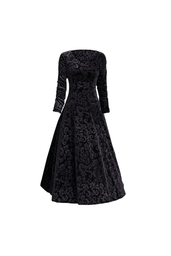 White Sundress formal V Neck Prom Gown for Women Elegant Gown 3/4 Sleeve Maxi Dress Empire Waist Bridesmaid Wedding Charming Dress Women Velvet Party Dress (Black,XL)