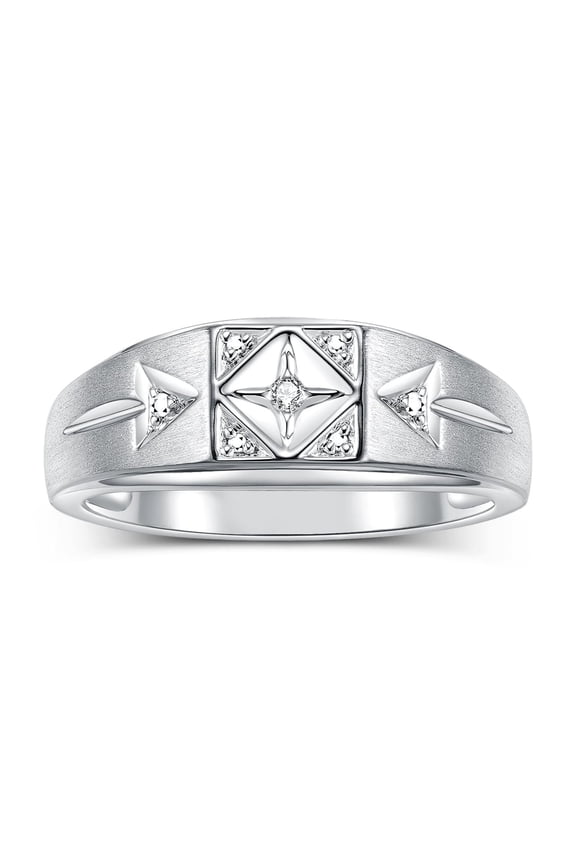 14K White Gold Designer Men's Ring adorned with exquisite Diamonds. Explore our exclusive collection of Gold Rings for Man Size 7