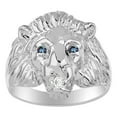 thumbnail image 1 of RYLOS 14K White Gold Lion Head Ring; Diamond in Mouth & Gemstones in Eyes Fun Designer Rings - Alexandrite Mens Jewelry Size 9, 1 of 9