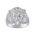thumbnail image 1 of RYLOS 14K White Gold Lion Head Ring; Diamonds in Eyes & Gemstones in Mouth Fun Designer Rings - Diamond  Jewelry Size 8, 1 of 9