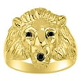 thumbnail image 1 of RYLOS 14K Yellow Gold Lion Head Ring  Black Diamond Mouth & Gemstone in Eyes Fun Designer Rings - Onyx Mens Jewelry Size 12, 1 of 9