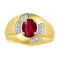 thumbnail image 1 of RYLOS 14K Yellow Gold Ring 8X6MM Oval Gemstone & Diamond Unisex Rings Ruby July Birthstone Ring Size 12, 1 of 6