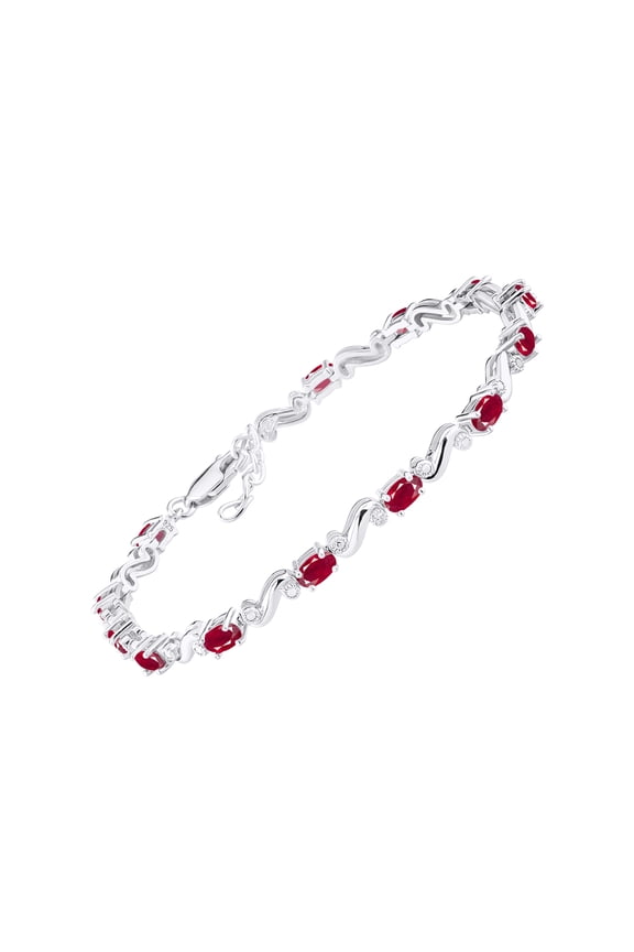 Bracelets for Women 925 Sterling Silver Classic "S" Tennis Bracelet Gemstone & Diamonds Adjustable to Fit 7"-8" Wrist, 13 Gorgeous 5X3MM Ruby Jewelry for Women Friendship Bracelets