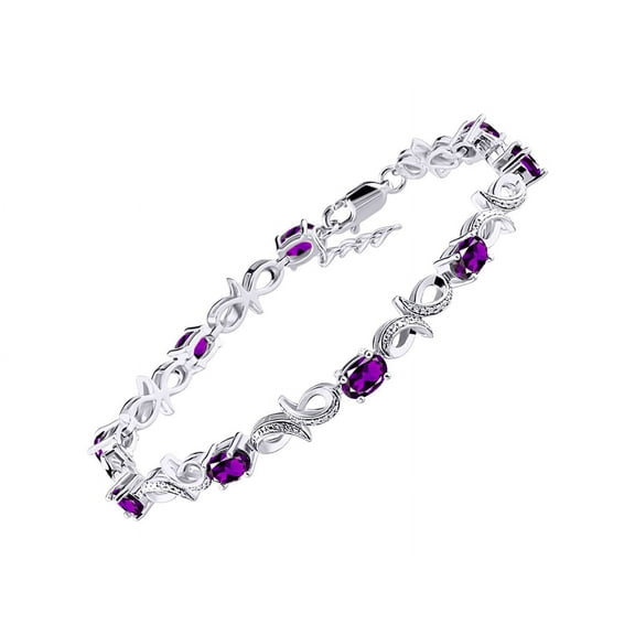 RYLOS Bracelets for Women 925 Sterling Silver Infinity Tennis Bracelet Gemstone & Diamonds Adjustable to Fit 7"-8" Wrist, 9 Gorgeous 6X4MM Amethyst Jewelry for Women Friendship Bracelets