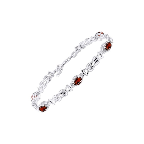 RYLOS Bracelets for Women 925 Sterling Silver Love Knot Tennis Bracelet Gemstone & Diamonds Adjustable to Fit 7"-8" Wrist, 5 - 6X4MM Garnet Jewelry for Women Friendship Bracelets