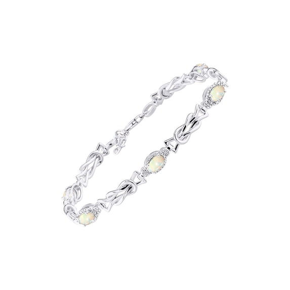 RYLOS Bracelets for Women 925 Sterling Silver Love Knot Tennis Bracelet Gemstone & Diamonds Adjustable to Fit 7"-8" Wrist, 5 Gorgeous 6X4MM Opal Jewelry for Women Friendship Bracelets