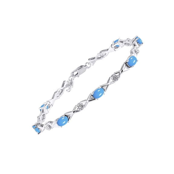 RYLOS Bracelets for Women 925 Sterling Silver Serenity Wave Tennis Bracelet Gemstone & Diamonds Adjustable to Fit 7"-8" Wrist, 9 - 5X3MM Turquoise Jewelry for Women Friendship Bracelets