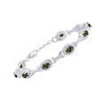 thumbnail image 1 of RYLOS Bracelets for Women 925 Sterling Silver Tennis Bracelet Gemstones & Halo of Diamonds Adjustable to Fit 7"-8" Wrist , 9 Gorgeous 6X4MM Green Sapphire Jewelry for Women Friendship Bracelets, 1 of 8