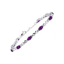 RYLOS Bracelets for Women 925 Sterling Silver XO Hugs & Kisses Tennis Bracelet Gemstone & Diamonds Adjustable to Fit 7"-8" Wrist, 10 - 6X4MM Amethyst Jewelry for Women Friendship