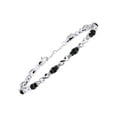 thumbnail image 1 of RYLOS Bracelets for Women 925 Sterling Silver XO Hugs & Kisses Tennis Bracelet Gemstone &  Diamonds Adjustable to Fit 7"-8" Wrist, 10 - 6X4MM Faceted Onyx Jewelry for Women Friendship, 1 of 8