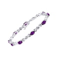 thumbnail image 1 of RYLOS Bracelets for Women 925 Sterling Silver XOXO Hugs & Kisses Bracelet Gemstone &  Diamonds Adjustable to Fit 7"-8" Wrist, 10 - 6X4MM Amethyst Jewelry for Women Friendship, 1 of 7