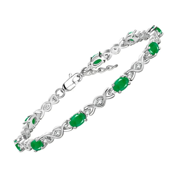RYLOS Bracelets for Women 925 Sterling Silver XOXO Hugs & Kisses Tennis Bracelet Gemstone & Diamonds Adjustable to Fit 7"-8" Wrist, 10 - 6X4MM Emerald Jewelry for Women Friendship Bracelets