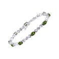 thumbnail image 1 of RYLOS Bracelets for Women 925 Sterling Silver XOXO Hugs & Kisses Tennis Bracelet Gemstone &  Diamonds Adjustable to Fit 7"-8" Wrist, 10 - 6X4MM Green Sapphire Jewelry for Women Friendship, 1 of 7