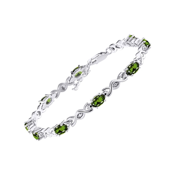 RYLOS Bracelets for Women 925 Sterling Silver XOXO Hugs & Kisses Tennis Bracelet Gemstone & Diamonds Adjustable to Fit 7"-8" Wrist, 10 - 6X4MM Green Sapphire Jewelry for Women Friendship
