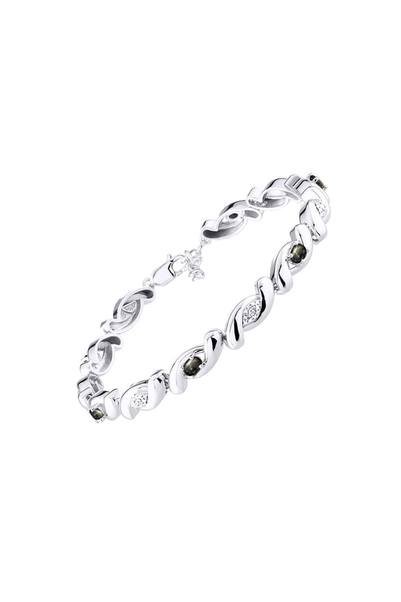 Bracelets for Women 925 Sterling Silver infinity Twist Tennis Bracelet Gemstone & Diamonds Adjustable to Fit 7"-8" Wrist, 6 - 4X3MM Black Star Sapphire Jewelry for Women Friendship