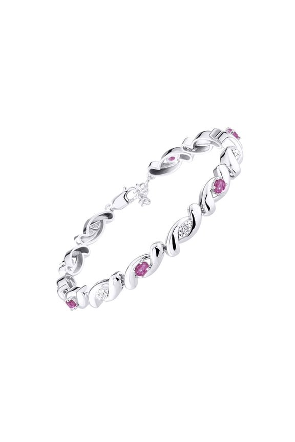 Bracelets for Women 925 Sterling Silver infinity Twist Tennis Bracelet Gemstone &  Diamonds Adjustable to Fit 7"-8" Wrist, 6 - 4X3MM Star Ruby Jewelry for Women Friendship Bracelets