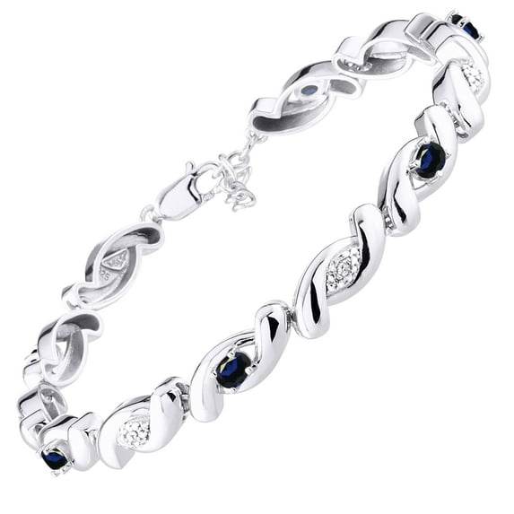 RYLOS Bracelets for Women 925 Sterling Silver infinity Twist Tennis Bracelet Gemstone & Diamonds Adjustable to Fit 7"-8" Wrist, 6 - 4X3MMSapphire Jewelry for Women Friendship Bracelets
