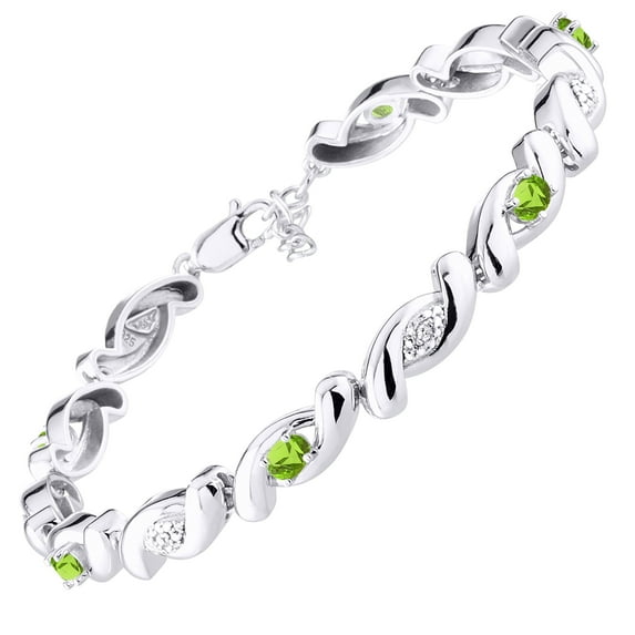 RYLOS Bracelets for Women 925 Sterling Silver infinity Twist Tennis Bracelet Gemstone & Diamonds Adjustable to Fit 7"-8" Wrist, 6 Gorgeous 4X3MM Peridot Jewelry for Women Friendship