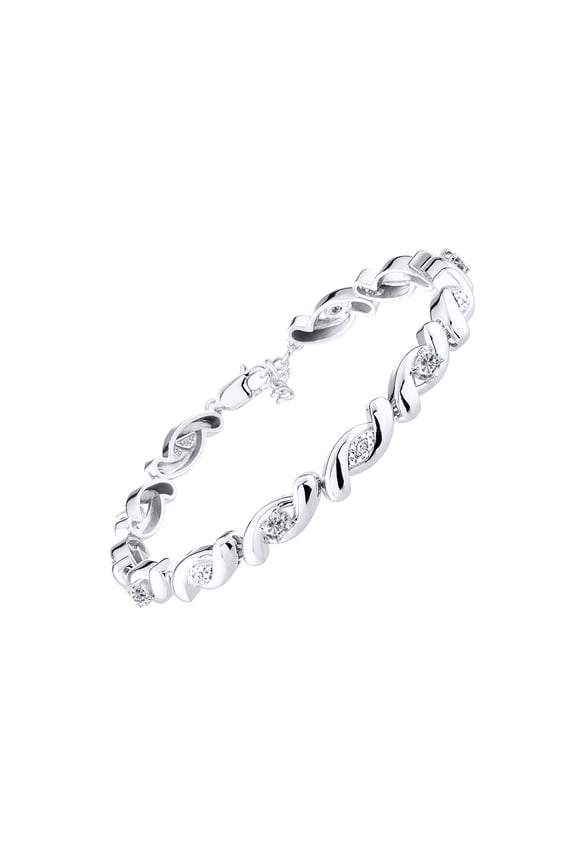 Bracelets for Women 925 Sterling Silver infinity Twist Tennis Bracelet Gemstone & Diamonds Adjustable to Fit 7"-8" Wrist, 6 Gorgeous 4X3MM White Topaz Jewelry for Women Friendship