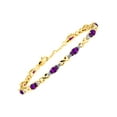 thumbnail image 1 of RYLOS Bracelets for Women 925 Yellow Gold Plated Silver XO Hugs & Kisses Bracelet Gemstone &  Diamonds Adjustable to Fit 7"-8" Wrist, 10 - 6X4MM Amethyst Jewelry for Women, 1 of 8