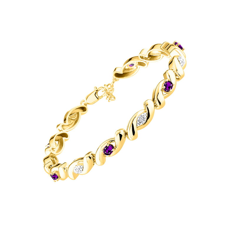 RYLOS Bracelets for Women 925 Yellow Gold Plated Silver infinity Twist  Bracelet Gemstone & Genuine Diamonds Adjustable to Fit 7-8 Wrist, 6 -  4X3MM