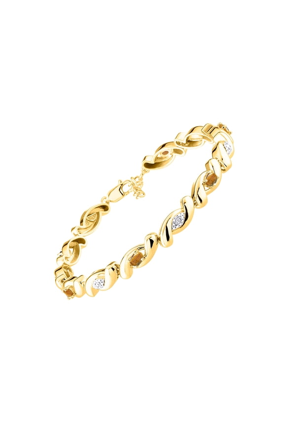 Bracelets for Women 925 Yellow Gold Plated Silver infinity Twist Tennis Bracelet Gemstone & Diamonds Adjustable to Fit 7"-8" Wrist, 6 - 4X3MM Tiger Eye Jewelry for Women Friendship