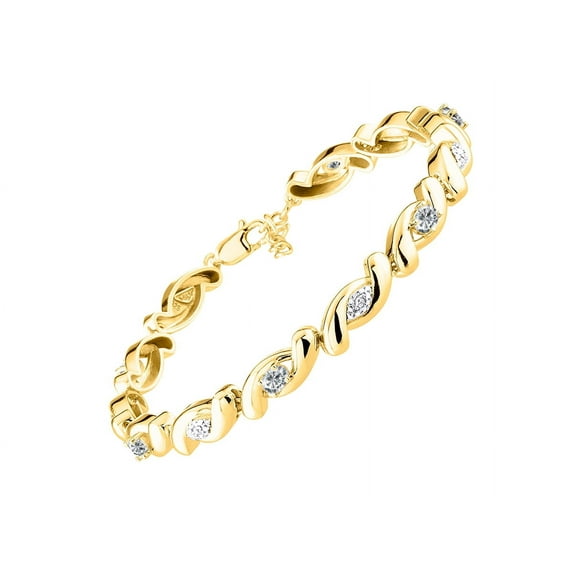 RYLOS Bracelets for Women 925 Yellow Gold Plated Silver infinity Twist Tennis Bracelet Gemstone & Diamonds Adjustable to Fit 7"-8" Wrist, 6 - 4X3MM White Topaz Jewelry for Women Friendship