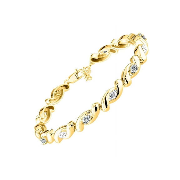 RYLOS Bracelets for Women 925 Yellow Gold Plated Silver infinity Twist Tennis Bracelet Gemstone & Diamonds Adjustable to Fit 7"-8" Wrist, 6 - 4X3MM White Topaz Jewelry for Women Friendship