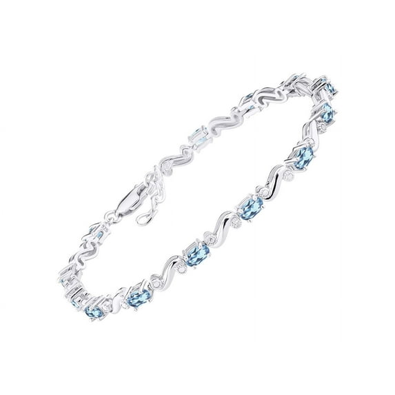 RYLOS Bracelets for Women Sterling Silver Classic "S" Tennis Bracelet Gemstone & Diamonds Adjustable to Fit 7"-8" Wrist, 13 Gorgeous 5X3MM Blue Topaz Jewelry for Women Friendship Bracelets