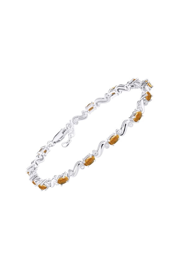 Bracelets for Women Sterling Silver Classic "S" Tennis Bracelet Gemstone & Diamonds Adjustable to Fit 7"-8" Wrist, 13 Gorgeous 5X3MM Tiger Eye Jewelry for Women Friendship Bracelets
