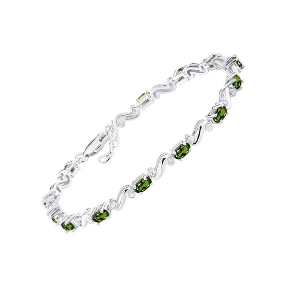 RYLOS Bracelets for Women Sterling Silver Classic "S" Tennis Bracelet Gemstone & Diamonds Adjustable to Fit 7"-8" Wrist, 13 Gorgeous Green Sapphire Jewelry for Women Friendship Bracelets