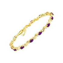 RYLOS Bracelets for Women Yellow Gold Plated Silver Classic "S" Tennis Bracelet Gemstone & Diamonds Adjustable to Fit 7"-8" Wrist, 13 Gorgeous 5X3MM Amethyst Jewelry for Women Friendship
