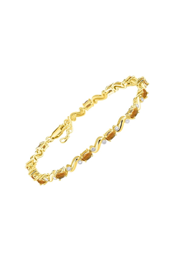 Bracelets for Women Yellow Gold Plated Silver Classic "S" Tennis Bracelet Gemstone & Diamonds Adjustable to Fit 7"-8" Wrist, 13 Gorgeous 5X3MM Tiger Eye Jewelry for Women Friendship