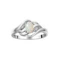 thumbnail image 1 of RYLOS Rings for Women 14K White Gold Ring Classic Style Birthstone Ring 6X4MM Gemstone & Diamonds October Opal Jewelry for Women Size 5, 1 of 7