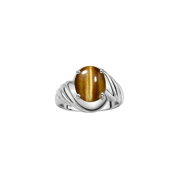 RYLOS Rings for Women Silver Ring Classic Designer Style Oval 12X10MM Solitaire Gemstone Ring November Tiger Eye Jewelry for Women Size 9