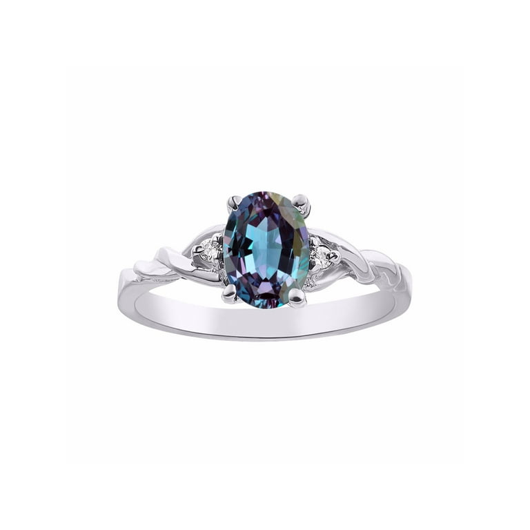 RYLOS Classic simulated Alexandrite Mystic Topaz Diamond Ring