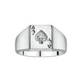 thumbnail image 1 of RYLOS Gambling Rings Sterling Silver Lucky Ace of Spades Poker Ring W/ Diamonds,   Size 7, 1 of 7