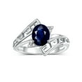 thumbnail image 1 of RYLOS Rings for Women Sterling Silver Greek Key Designer Ring 9X7MM Gemstone & Diamond Ring September Sapphire Jewelry Size 5, 1 of 7