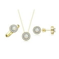 thumbnail image 1 of RYLOS Halo Designer Matching Set Yellow Gold Plated Silver: Ring, Earrings & Necklace. Gemstone & Diamonds, 4MM Opal African October Birthstone; Size 7, 1 of 7
