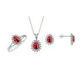 thumbnail image 1 of RYLOS Women's 14K White Gold Birthstone Set: Ring, Earring & Pendant Necklace. Gemstone & Diamonds, 6X4MM Ruby July Birthstone. Perfectly Matching Gold Jewelry, Size 9, 1 of 6