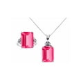 thumbnail image 1 of RYLOS Jewelry For Women 14K White Gold Emerald Cut Gemstone & Genuine Diamond Ring & Matching Necklace Rectangular 16X12MM  Pink Tourmaline October Birthstone  Jewelry  Gold Jewelry For Women, 1 of 8