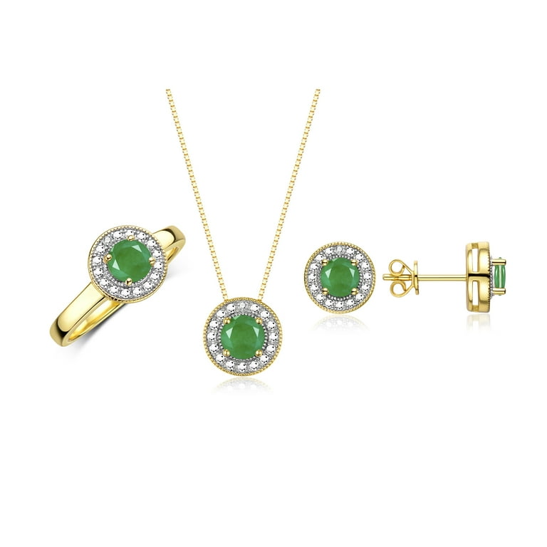 14k Yellow Gold Birthstone Necklace with Emerald - May 14k Yellow Gold Birthstone Necklace with Emerald - May