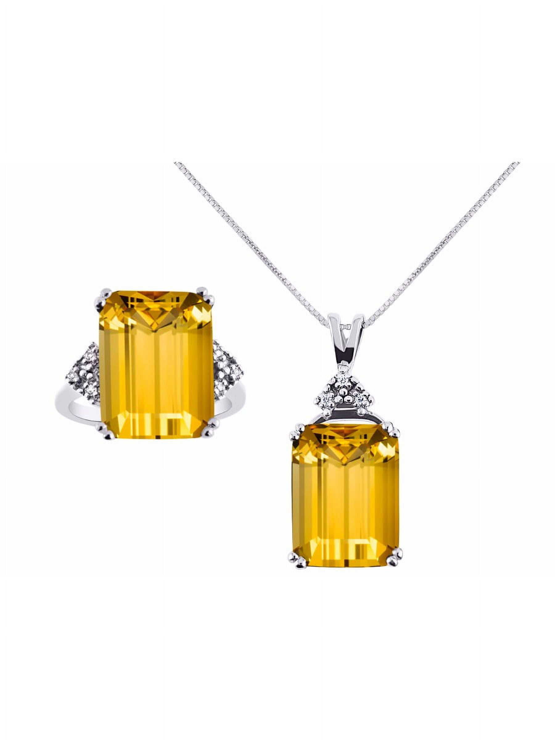 Sterling Silver Rectangular Emerald Cut Gemstone And Diamond Pendants Sterling Silver Rectangular Emerald Cut Gemstone And Diamond Pendants