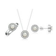 thumbnail image 1 of RYLOS Halo Designer Matching Set Sterling Silver: Ring, Earring & Pendant Necklace. Gemstone & Diamonds, 4MM Opal African October Birthstone; Size 7, 1 of 6