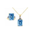 thumbnail image 1 of RYLOS Jewelry For Women Yellow Gold Plated Silver Emerald Cut Gemstone & Genuine Diamond Ring & Matching Necklace Rectangular 16X12MM  Blue Topaz December Birthstone Womens Jewelry Matching, 1 of 8