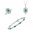 thumbnail image 1 of RYLOS Jewelry For Women Sterling Silver Hugs & Kisses Infinity Tennis Bracelet, Ring & Necklace Gemstone w/ Diamonds Adjustable 7"-8" Wrist & 18" Chain 6X4MM Emerald May Birthstone; Size 5, 1 of 10