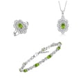 thumbnail image 1 of RYLOS Jewelry For Women Sterling Silver Hugs & Kisses Infinity Tennis Bracelet, Ring & Necklace Gemstone w/ Diamonds Adjustable 7"-8" Wrist & 18" Chain 6X4MM Peridot August Birthstone; Size 9, 1 of 9