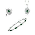 thumbnail image 1 of RYLOS Jewelry For Women Sterling Silver Hugs & Kisses Infinity Tennis Bracelet, Ring & Necklace Gemstone w/ Diamonds Adjustable 7"-8" Wrist & 18" Chain Green Sapphire September Birthstone; Size 9, 1 of 9