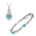 thumbnail image 1 of RYLOS Jewelry For Women Sterling Silver Love Knot Tennis Bracelet & Necklace Gemstone W/ Diamonds Adjustable 7"-8" Wrist & 18" Chain 9X7MM & 6X4MM Blue Topaz December Birthstone Jewelry, 1 of 9